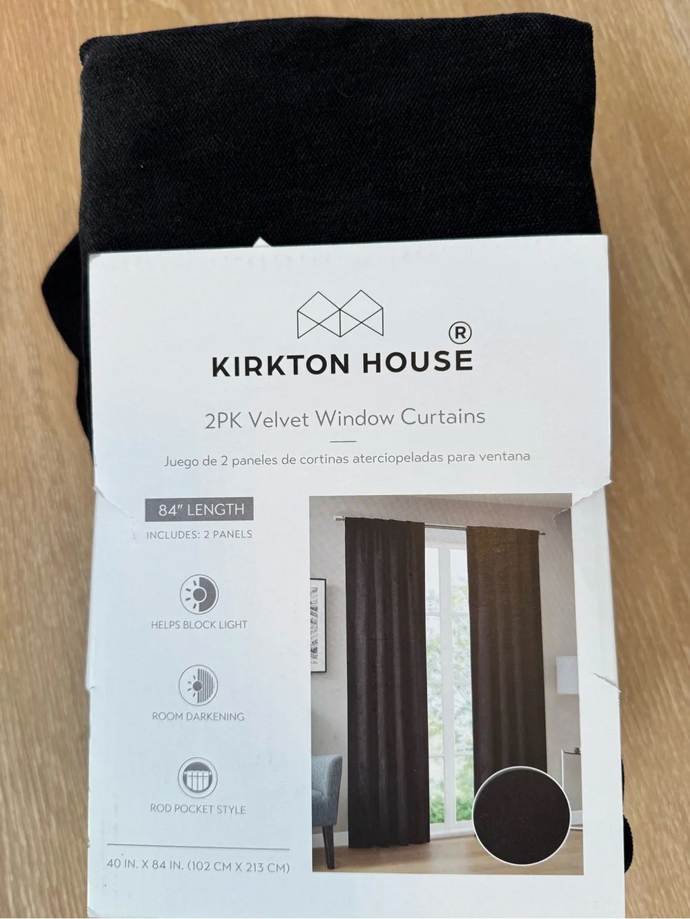 Black velvet curtain panels